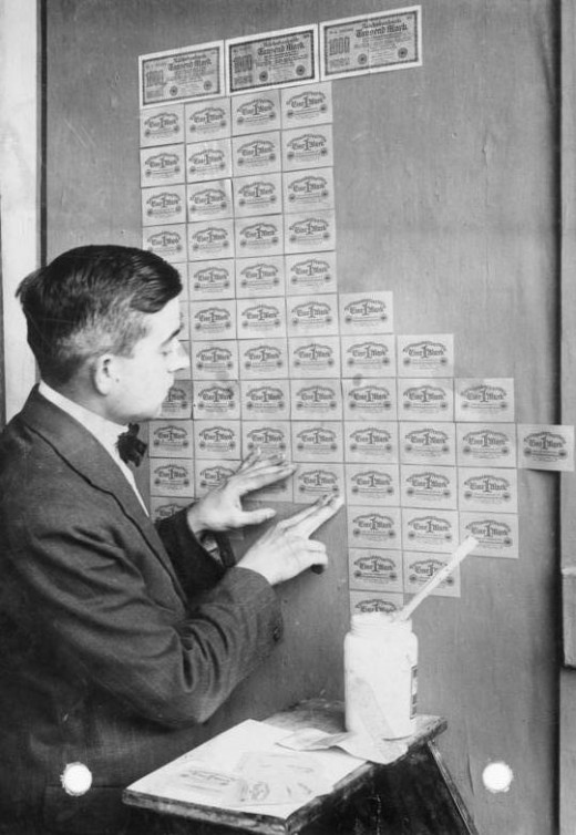 German bank notes used as wallpaper in 1923.