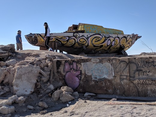While it once sailed the Salton Sea, the shrinking of the Salton Sea has left abandoned high and dry