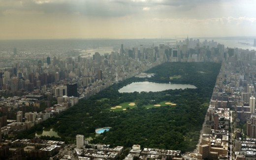 Aerial view of Central Park looking south--surrounded by some of the world's priciest real estate