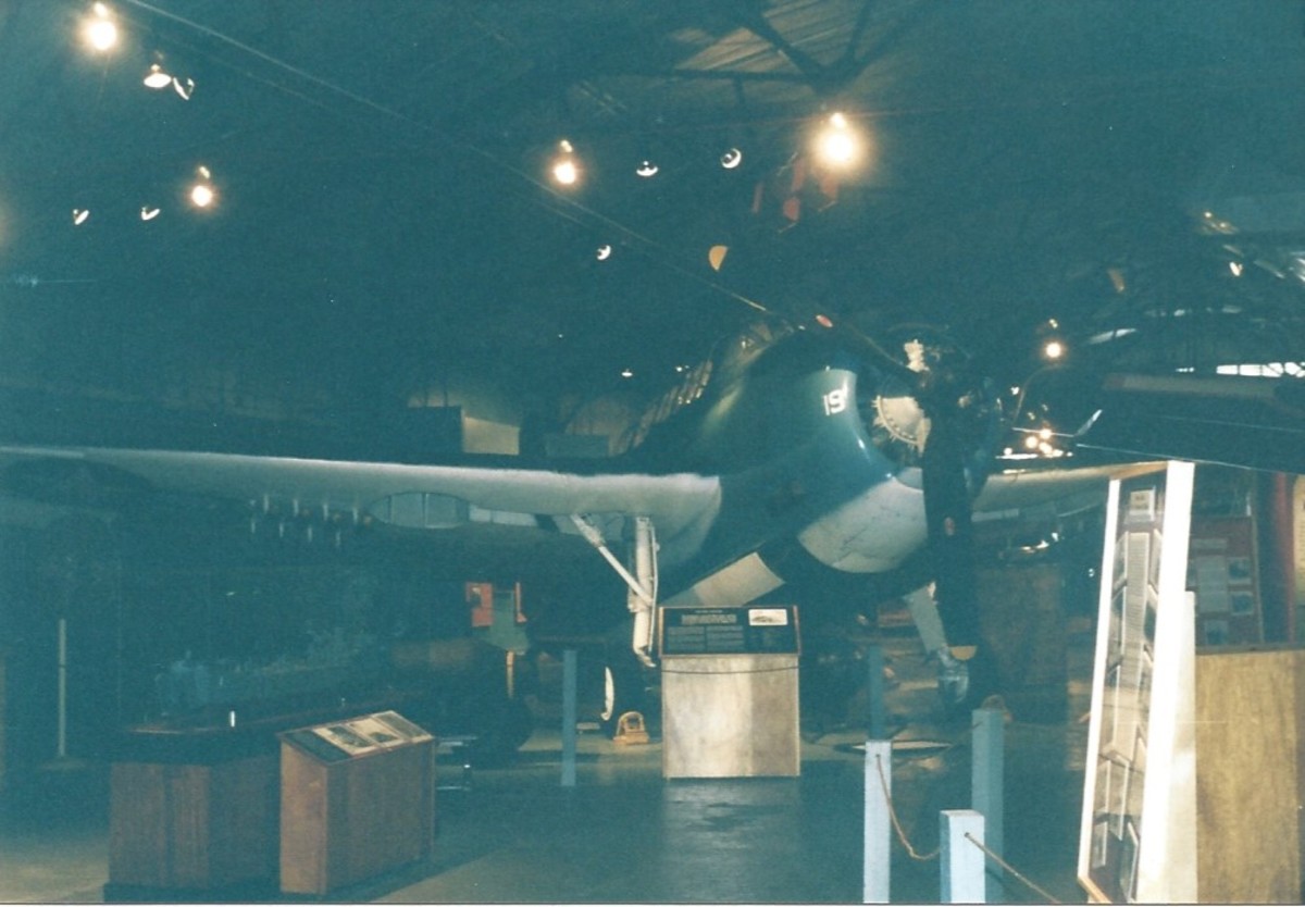 A dive bomber inside the Marine Air-Ground Museum