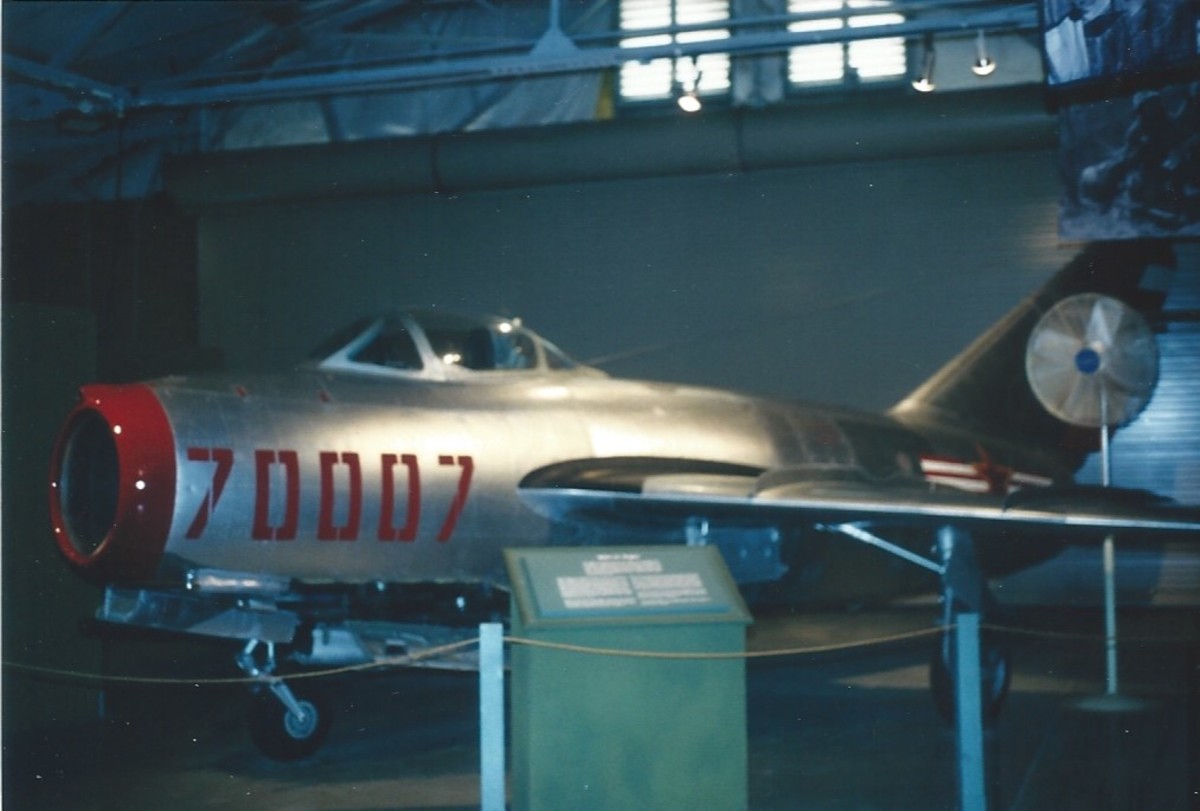 A Soviet made MiG-15 inside the Marine Air-Ground Museum.