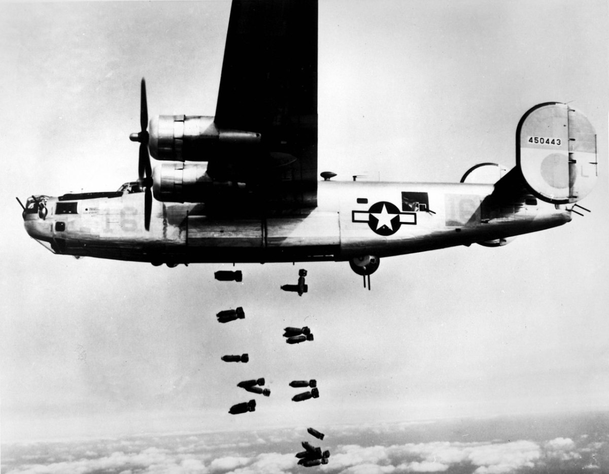 The B-24 Liberator doing what it is made for dealing death from above.