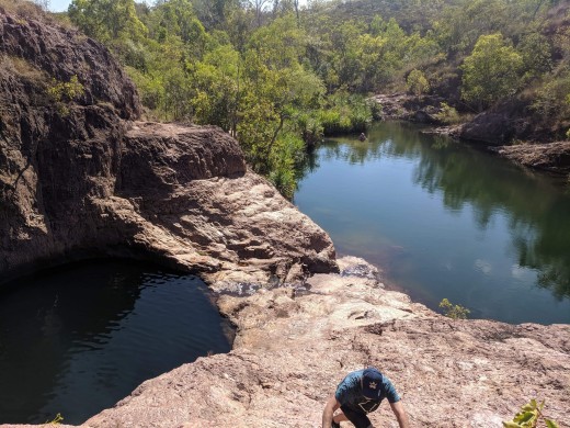 Climbing, Secret Falls, Lichfield National Park, NT, Australia Climbing, Secret Falls, Lichfield National Park, NT, Australia
