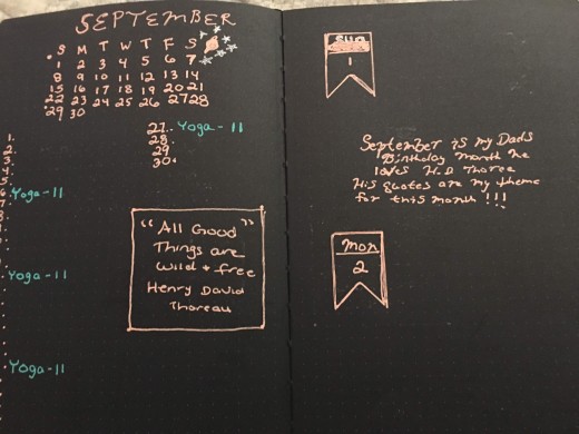 Monthly calendar and on the right the calendar space for each day. About a half a page because I write a lot!