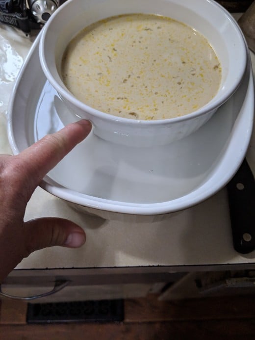 add water to large corning ware