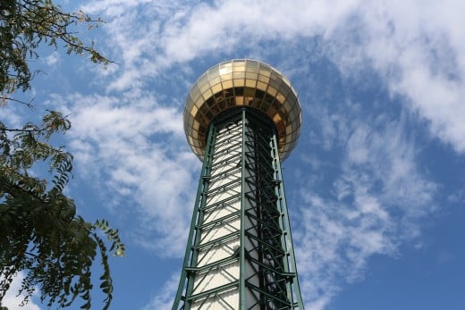 The Sun Sphere in downtown Knoxville was built for the 1982 World's Fair.