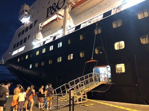 Boarding the Pacific Aria at Noumea