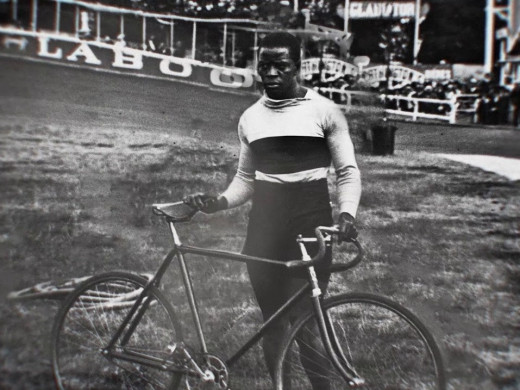 Major Taylor, the first African-American champion in any sport. Winning gold in track cycling at the 1899 World Championships, he preceded Jack Johnson in boxing and Jesse Owens in track & field. 