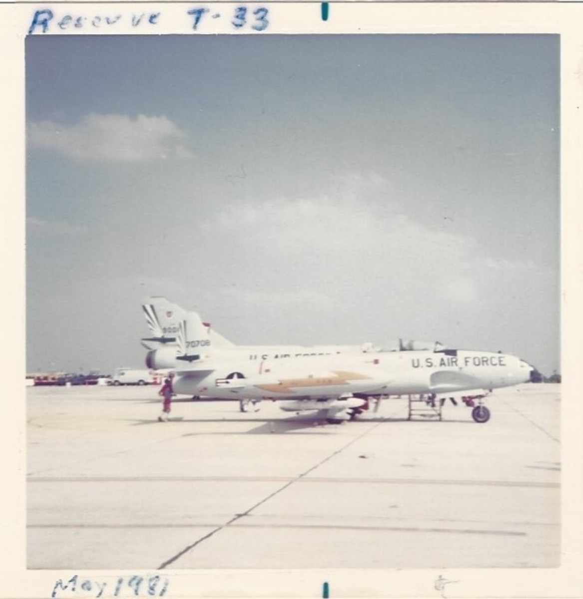 An Air Force Reserve T-33 at Randolph AFB, TX, May 1982.