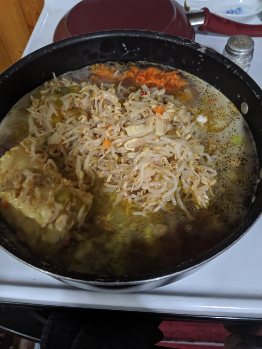 All wet ingredients into pan