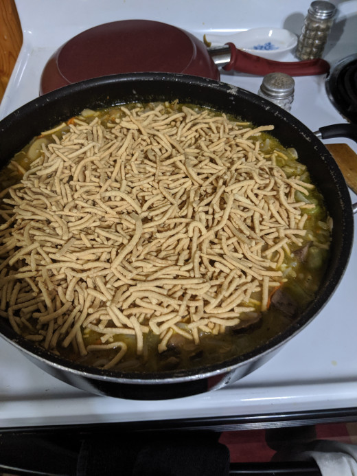 Noodles on top