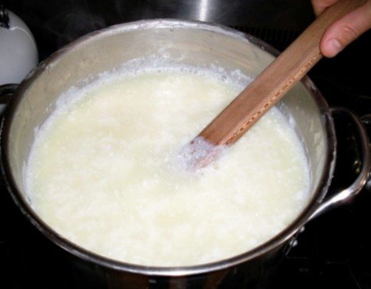 Stir immediately. A fine curd will begin to form almost instantly.