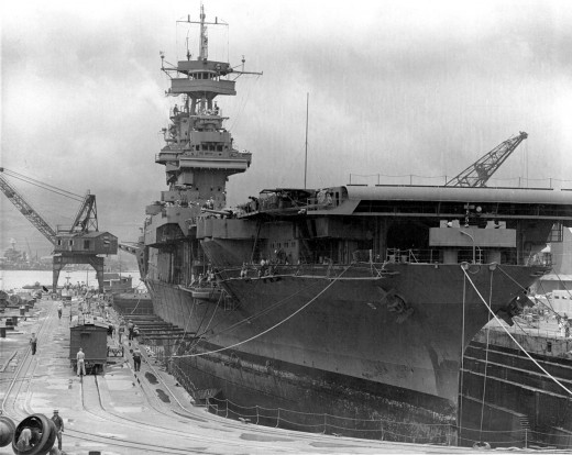 The USS Yorktown at Pearl Harbor 1941.