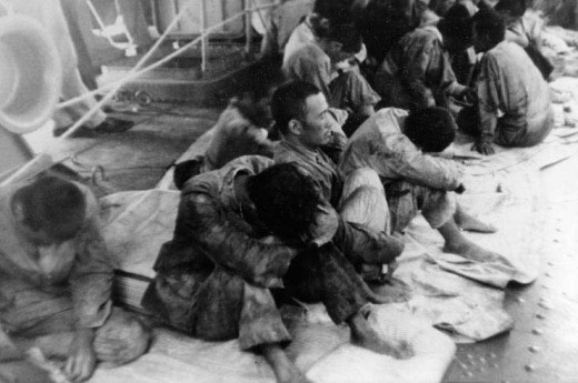 Japanese sailors from the Hiryu rescued by the USS Ballard.