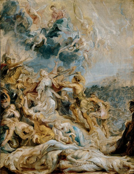 Martyrdom of St. Ursulla , 1615-1620, oil on panel,  Kahn Building, South Gallery