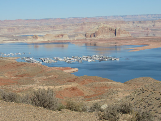 Looking down on Wahweap Marina and Lake Powell, Glen Canyon National Recreation Area.