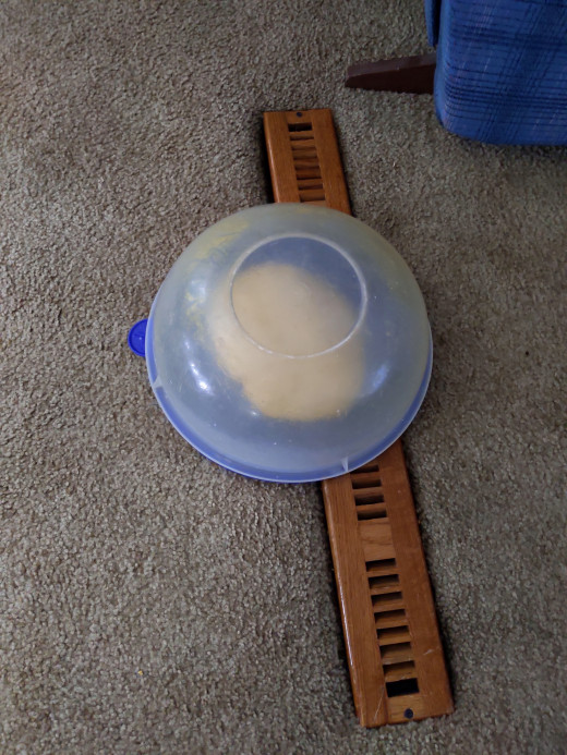 The Tupperware bowl has a lid, so I'm covering it. A towel was recommended, but the book is older 