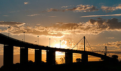 The new-look West Gate Bridge at sunset.