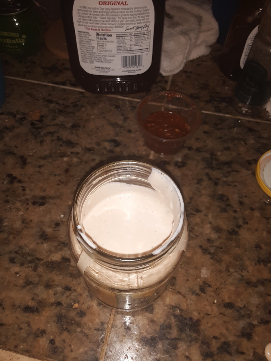Homemade Thousand Islands Dressing in re-purposed pickle jar