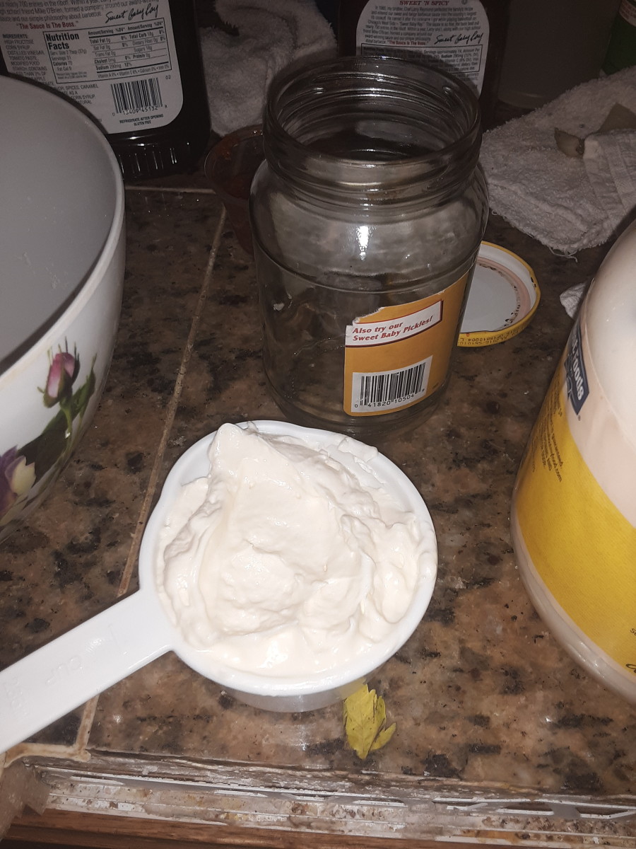 Mayo and empty pickle jar