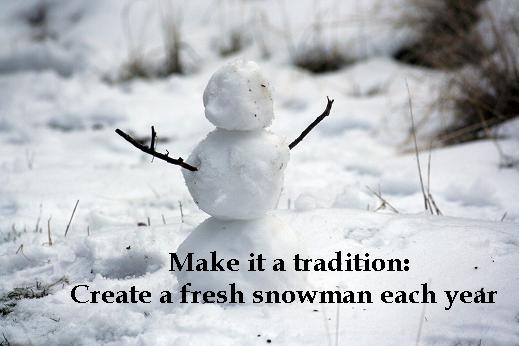 If the weather permits, use fresh snow to make a fun snowman! Experiment with different hats and other accessories. 