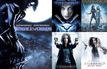 Underworld, Underworld Evolution, Underworld Rise Of The Lycans, Underworld Awakening, and Underworld Blood Wars