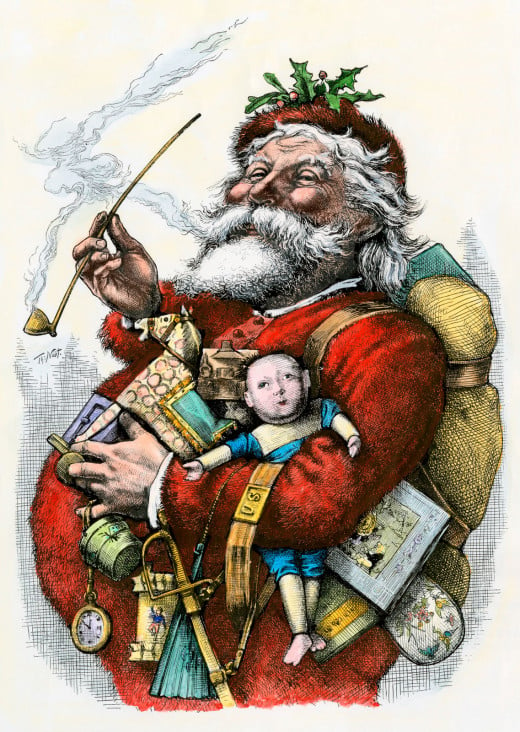 Thomas Nast is credited with creating the most popular image of Santa Claus. This drawing of Santa Claus by Thomas Nast appeared in January of 1863