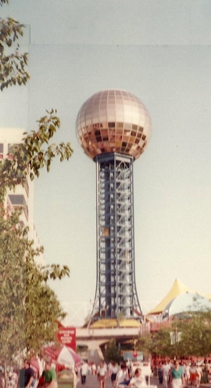Sunsphere at the Knoxville World's Fair, August 1982.