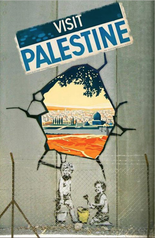 "Visit Palestine" – A tribute to Panski signed by the artist WIZ, which restores a paste by Franz Krauss dating back to 1936