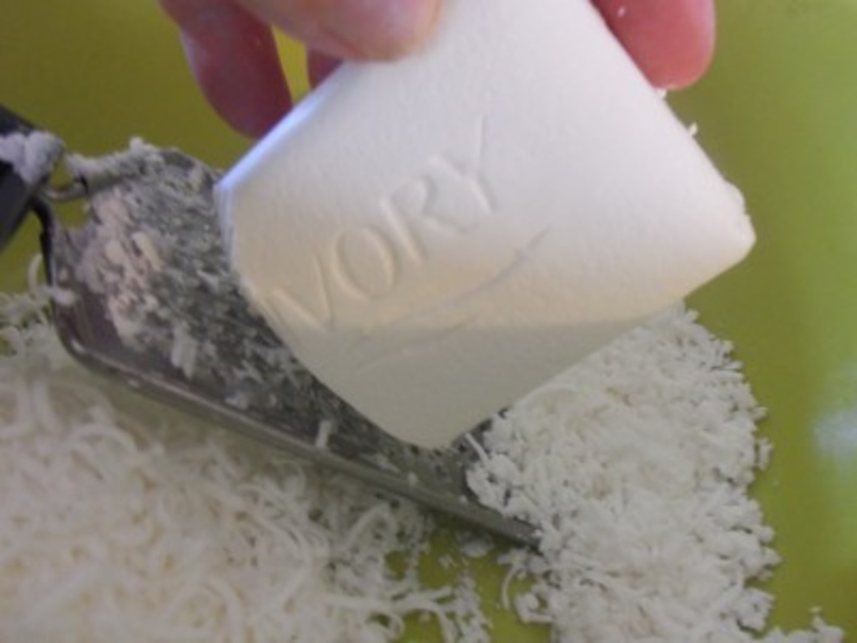 Use a grater to shred the Ivory soap bars. 