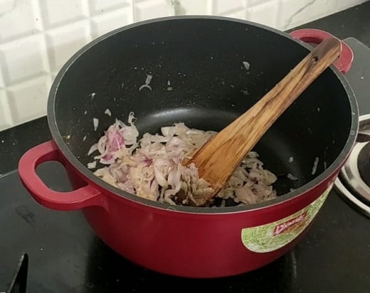 Sauteing onion and the mix