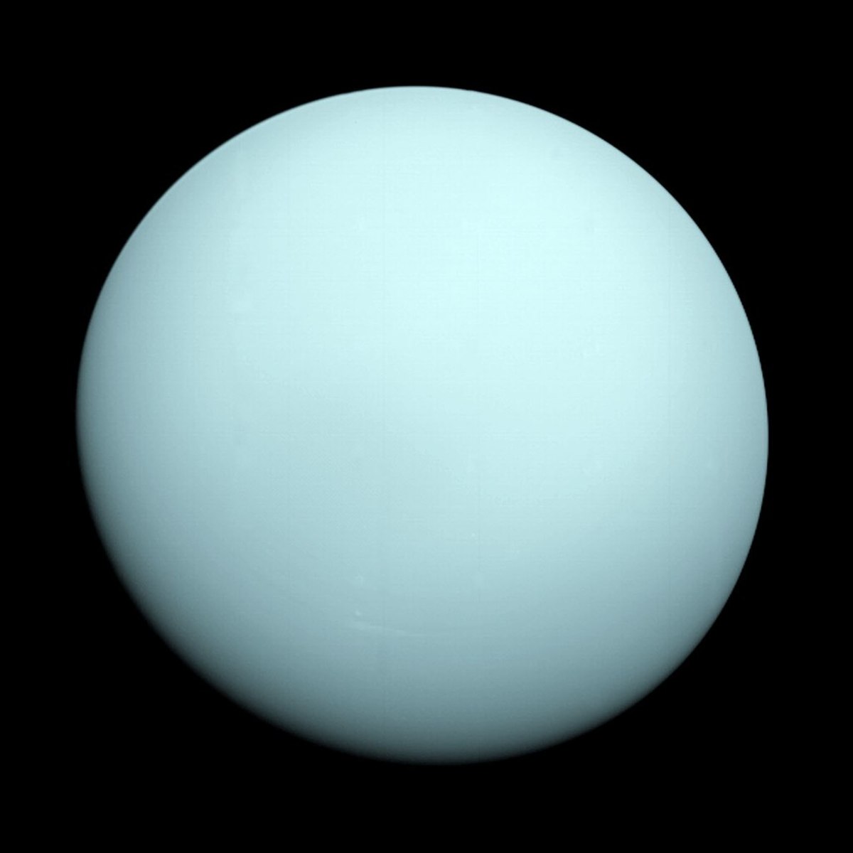 Up-close image of Uranus, taken by Voyager 2 in 1986.