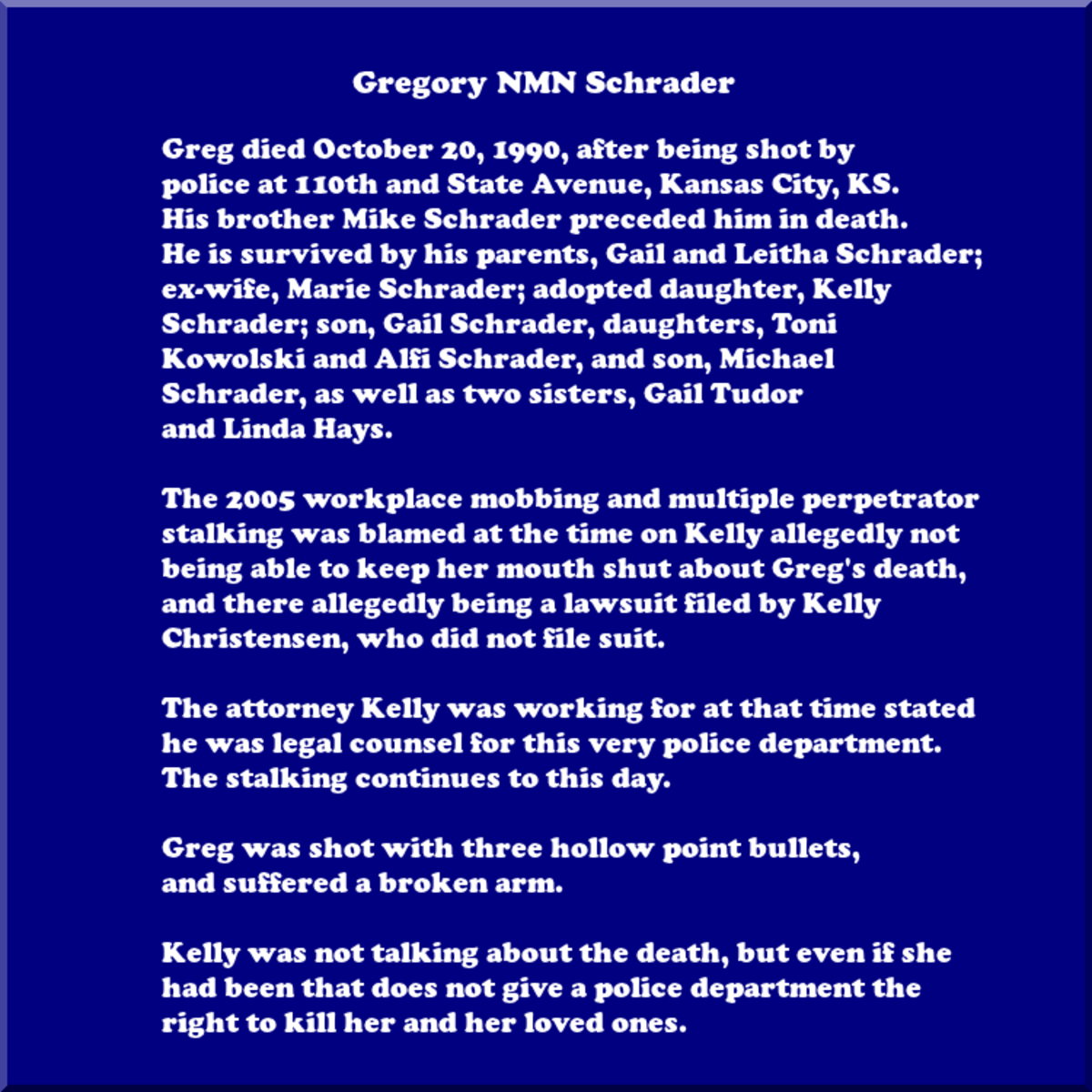 Gregory NMN Schrader's Death