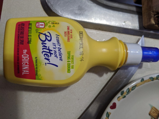 Spray butter across surface