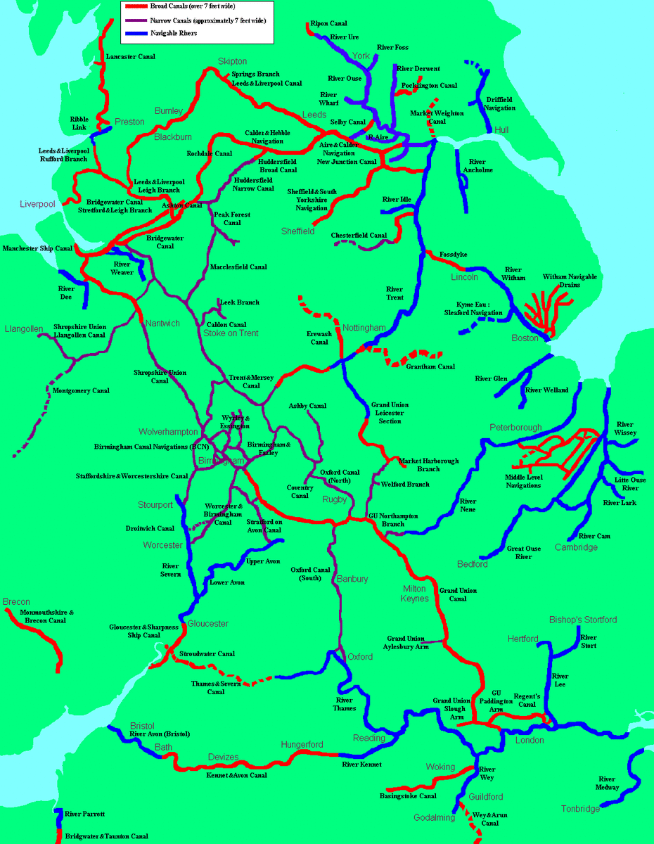 This is a map showing all the Inland waterways.