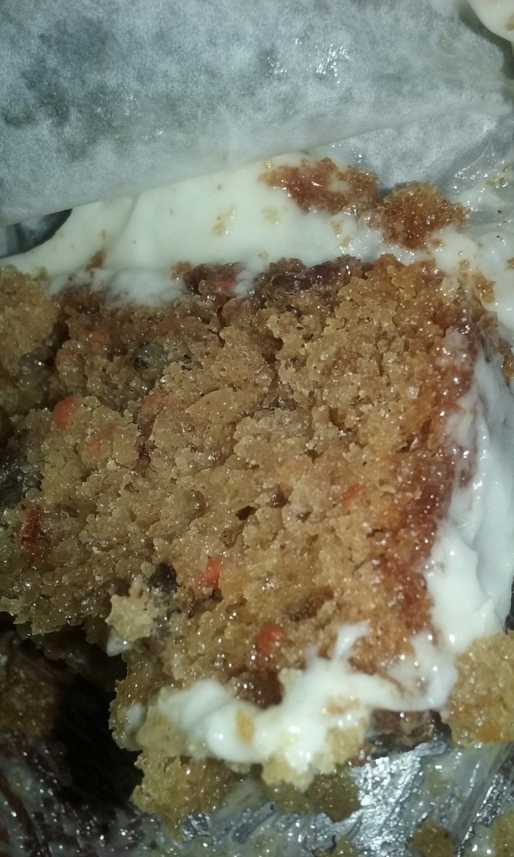 Moist, delicious and richly flavored carrot cake from Amoroso's Bakery in Greensboro, North Carolina