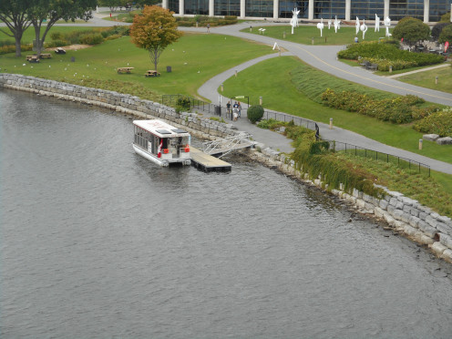 Seen from Alexandra Bridge: Aqua-Taxi, an electric boat which ferries between the Museum of Canadian History and Ottawa Locks Quay