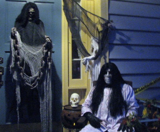 "L" and the Grim Reaper who adorns my door each Halloween.