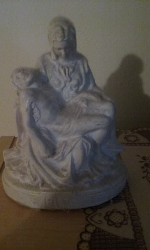 A souvenir of the 1964-65 NY World's Fair, a plastic replica of Michelangelo's Pieta. 