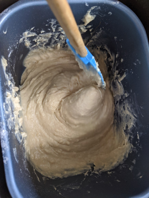 gets thicker, use spatula to pull flour from sides of bread machine