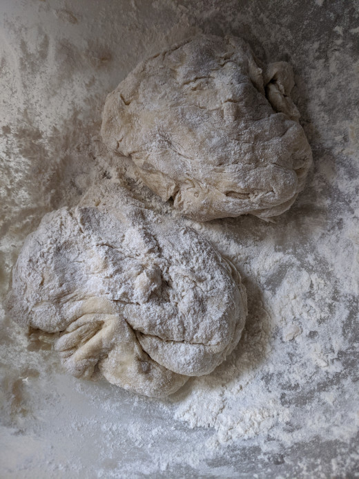 Add enough flour to make a smooth dough, and make small circles of dough, I cut my dough into 1 1/2 inch chunks, and squished them flat into a circle
