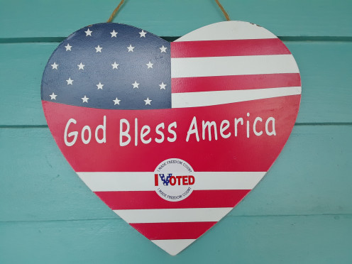 God Bless America Heart-shaped Sign