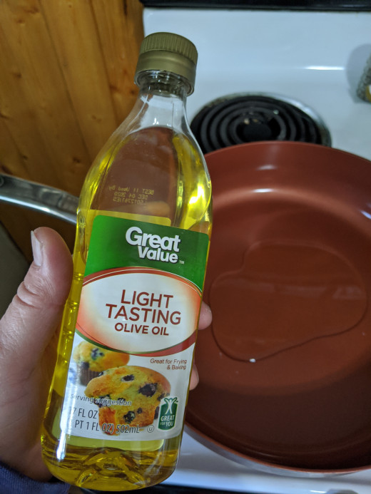 Olive oil in pan