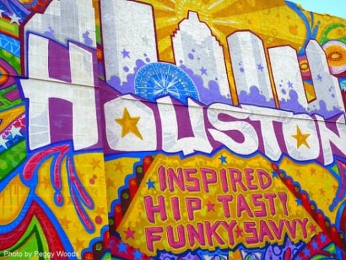 Closeup of mural in Houston by Aerosol Warfare