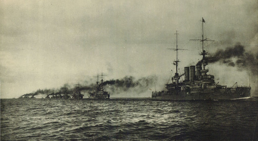 German battleships of the High Seas Fleet underway