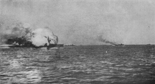 HMS Invincible exploding during the Battle of Jutland