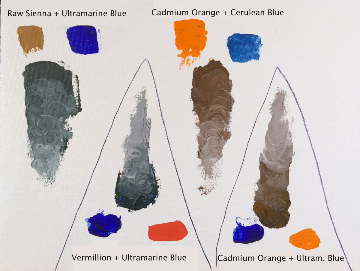 Ntr bir rengin nasl kartrlacana dair drt rnek biri turuncu ailede dieri mavi olmak zere sadece iki renk kullanyor.