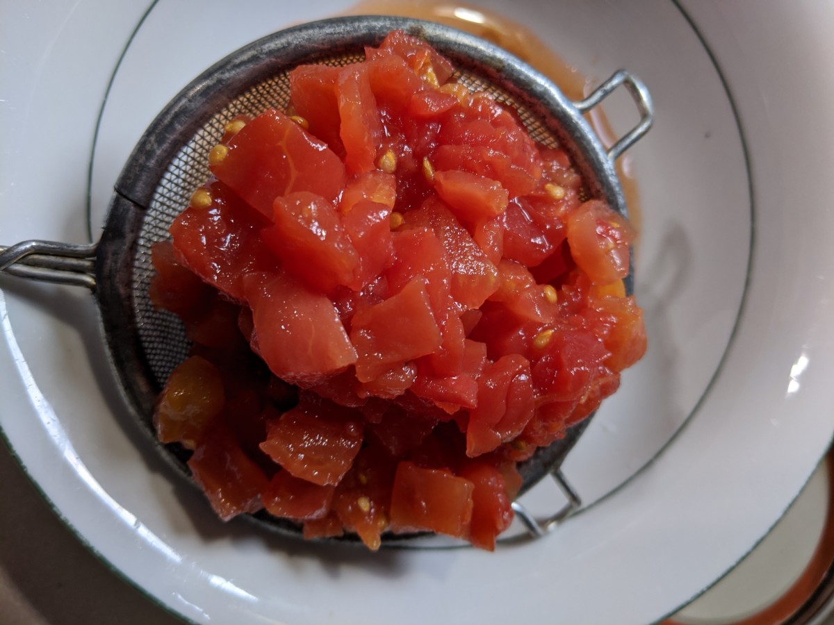 drain whole can of diced tomatoes, 15 ounces