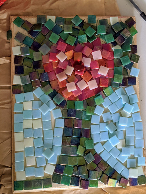 The tiles are not cut or glued yet. I simply wanted to see what the colors looked like.