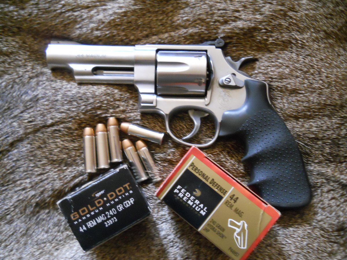 A 4-inch barrel revolver, such as this S&W Model 629, makes an excellent .44 Magnum self-defense handgun.